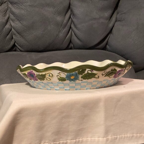 TEMPTATIONS-SPRING BLOOMS 10" FLUTED PIE/BAKING DISH & 7.5" GLASS TRIVET-VGUC - Picture 13 of 14